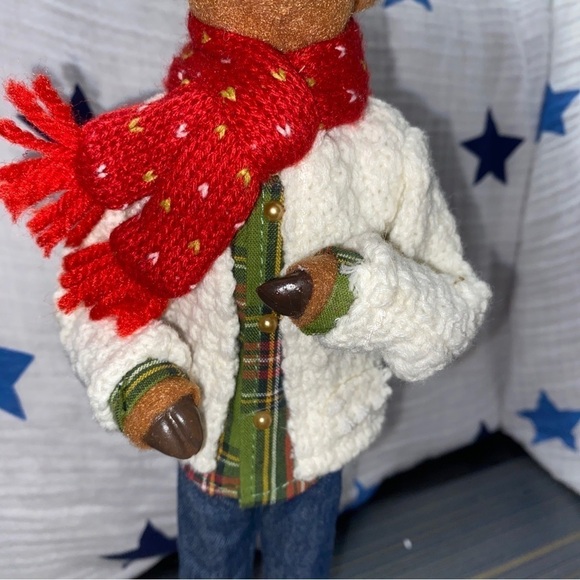 vintage boy Deer 14” figure in holiday outfit - Picture 7 of 9